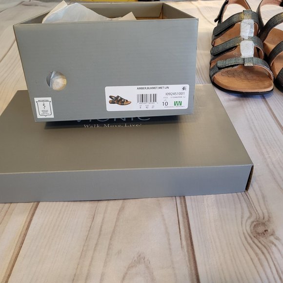 Vionic Rest Amber Backstrap Sandal Metallic Black Women's 10 NWT - Picture 6 of 7